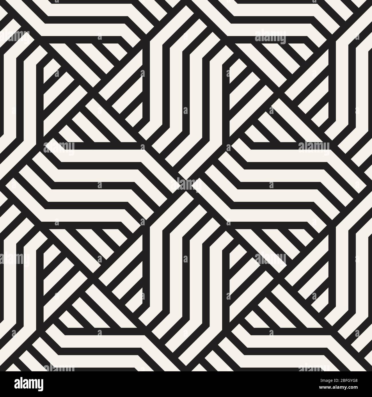 Pattern geometrico vettoriale senza giunture. Linee interlacciate moderne texture astratta. Griglia lineare poligonale da elementi con strisce. Illustrazione Vettoriale