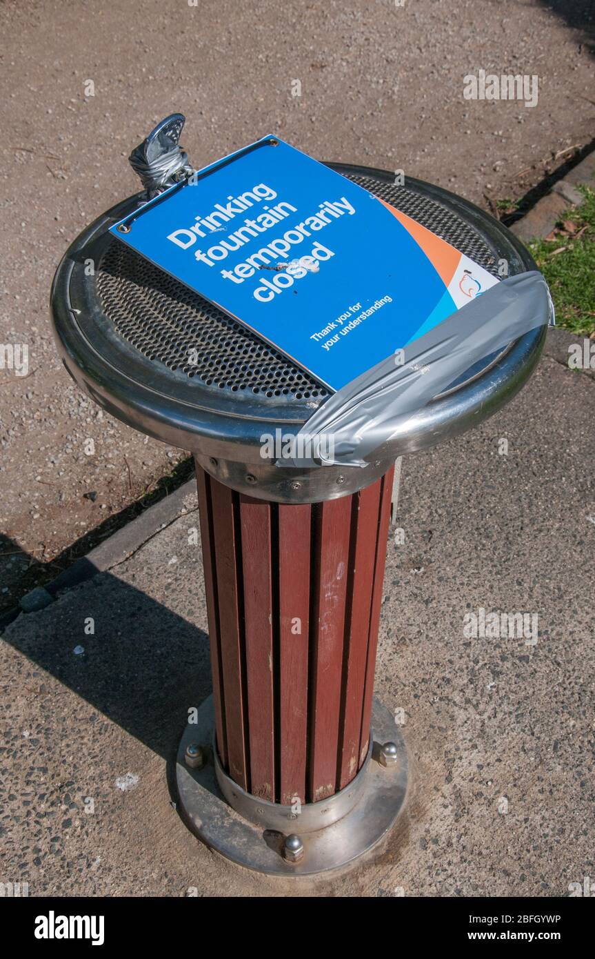 Fontana chiusa dal governo locale durante l'emergenza pandemica COVID-19 a Melbourne, Victoria, Australia Foto Stock