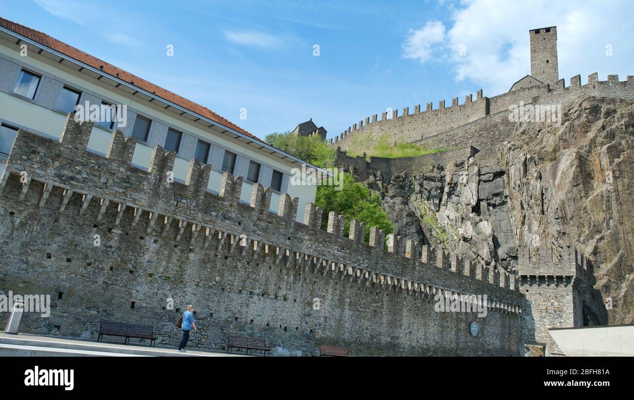 Castello di Castelgrande a Bellinzona, Svizzera Foto Stock