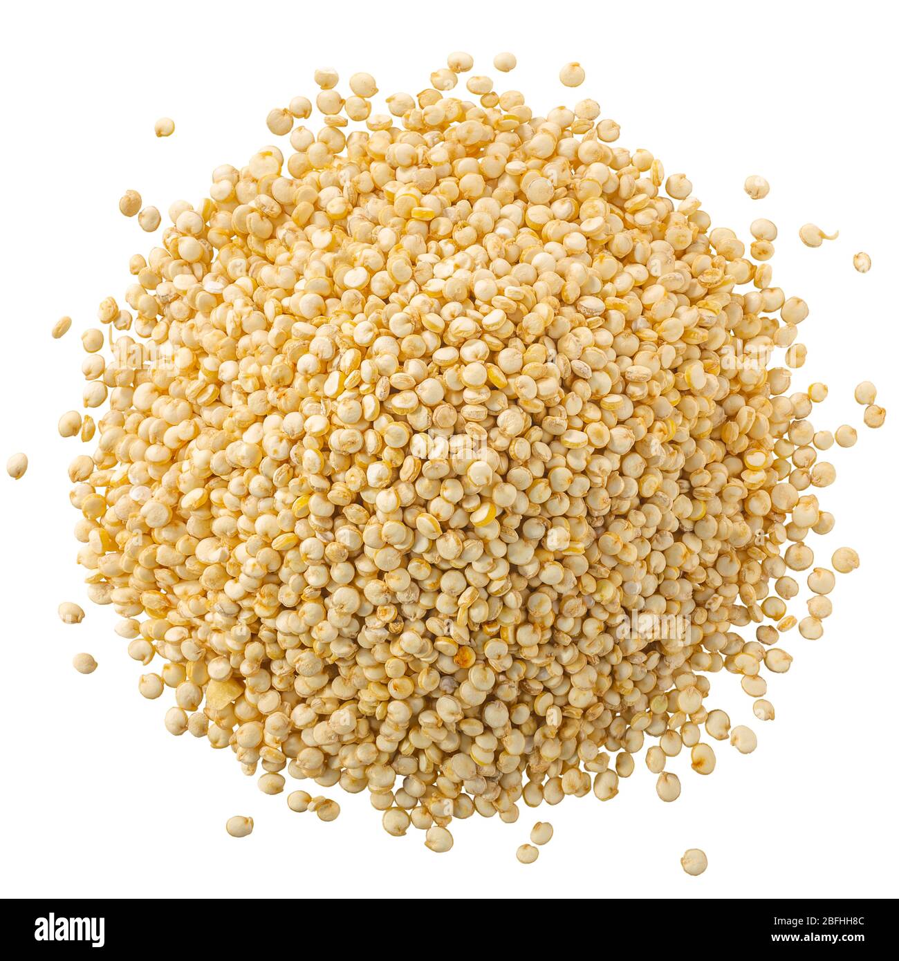 Mucchio di quinoa, semi commestibili di quinoa di Chenopodium, isolata, vista dall'alto Foto Stock
