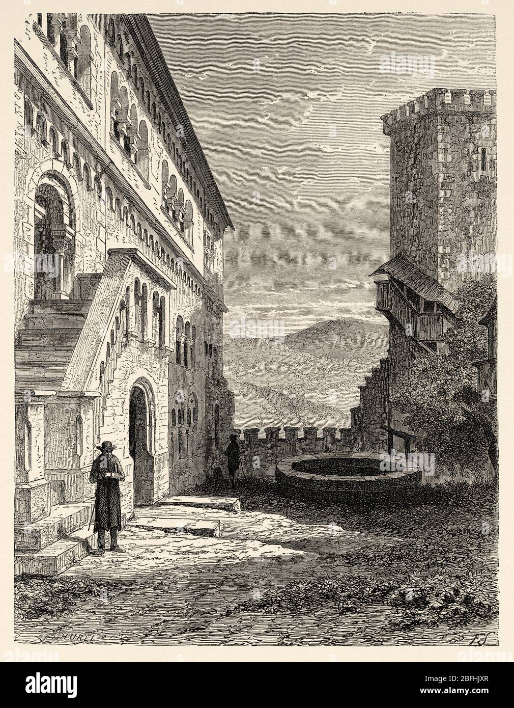 Città medievale di Warburg, Renania settentrionale-Vestfalia. Turingia, Germania, Europa. Viaggio in Turingia, Germania del nord 1869 da Arsene Legrelle Foto Stock
