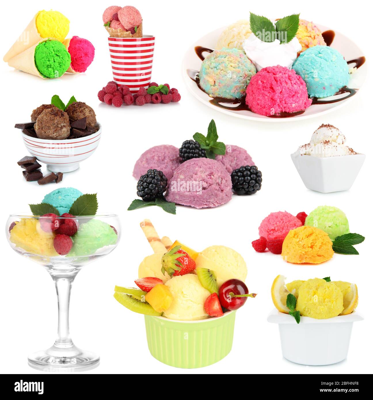 Collage di diversi tipi di gelato Foto Stock