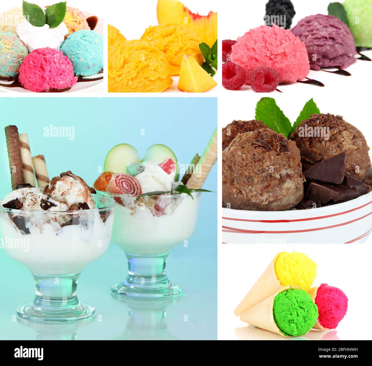Collage di diversi tipi di gelato Foto Stock