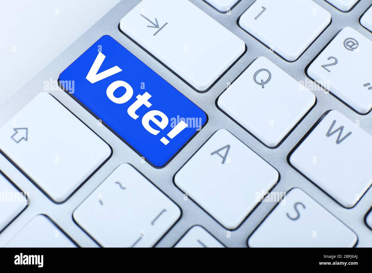 Primo piano del pulsante della tastiera di votazione Foto Stock