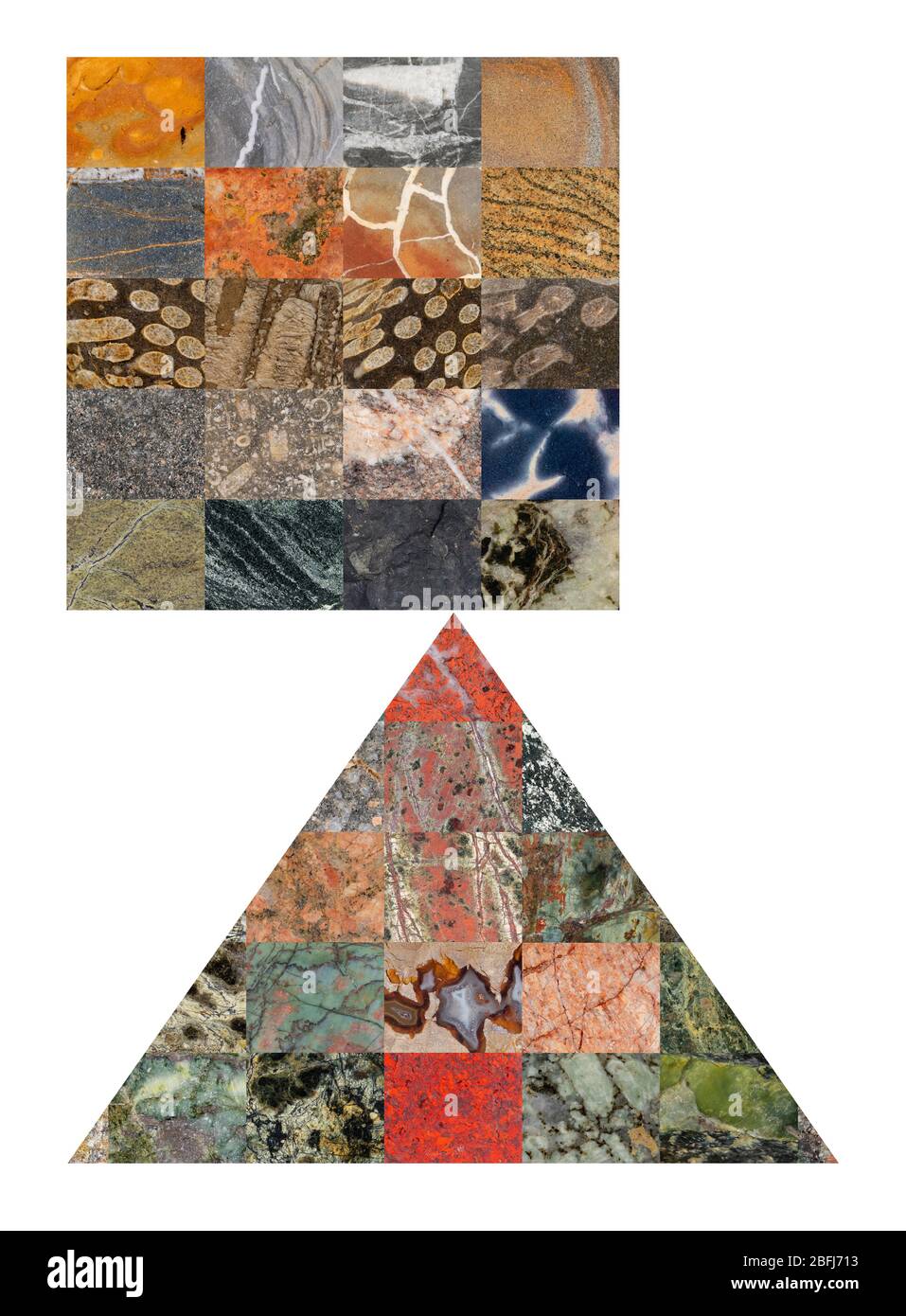 Una vista 'supersatista' di rocce sedimentarie, ignee e metamorfiche formatesi nel corso dei millenni Foto Stock