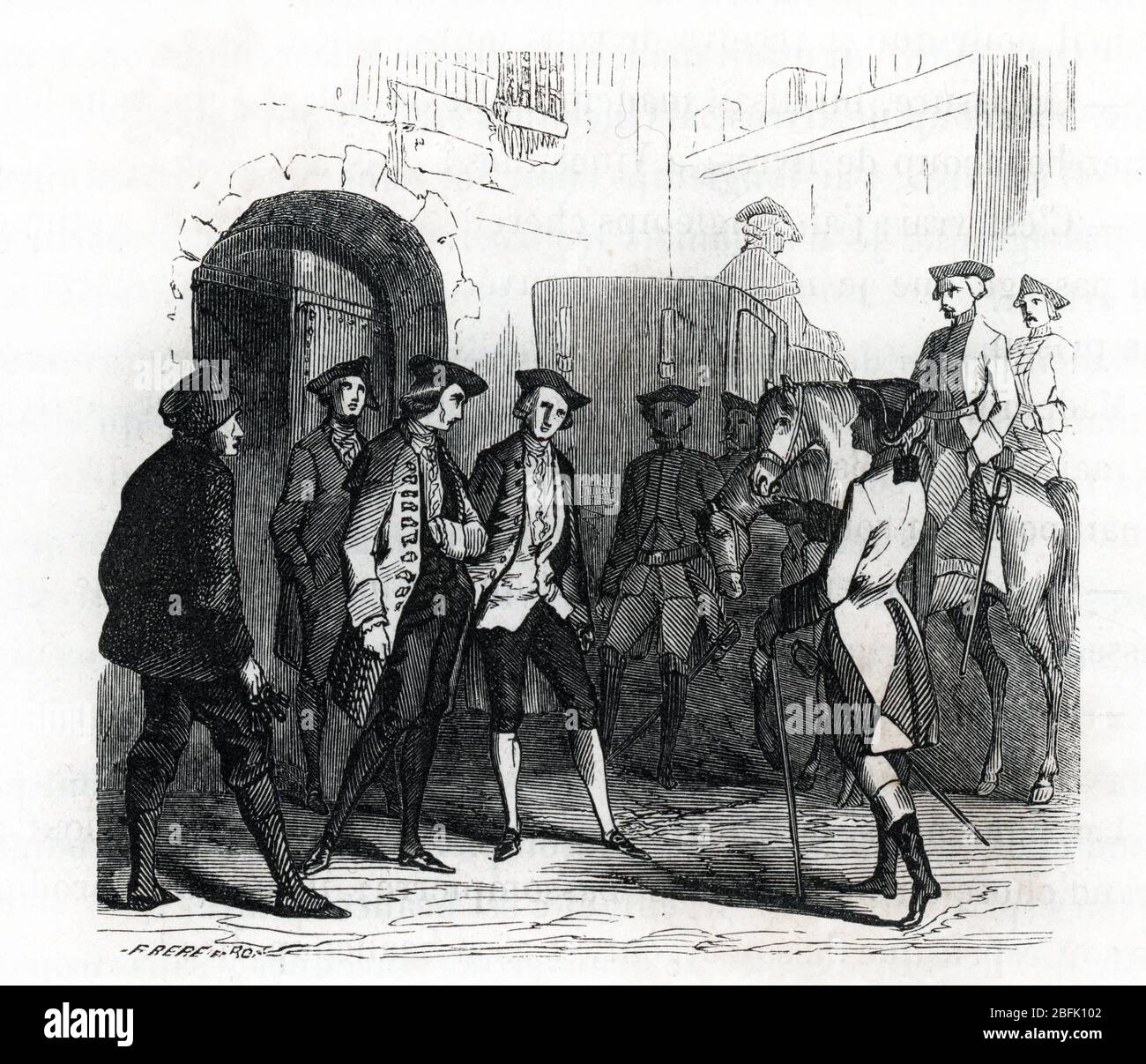 Les Punniers de Vincennes sont transferes a la prigione de la Bastille it 1784 (Prigionieri di prigione di Vincennes trasferiti alla Bastiglia 1784) gravure Foto Stock