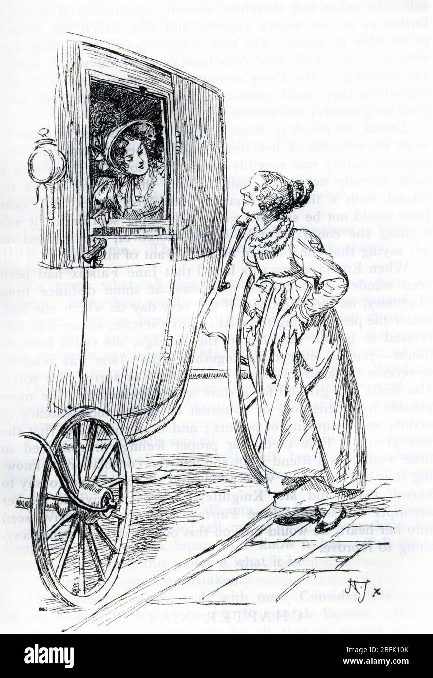 Eseration de Hugh Thomson (1860-1920) pour 'Emma' de Jane Austen (Illustrazione di Hugh Thomson del romanzo 'Emma' di Jane Aus Foto Stock