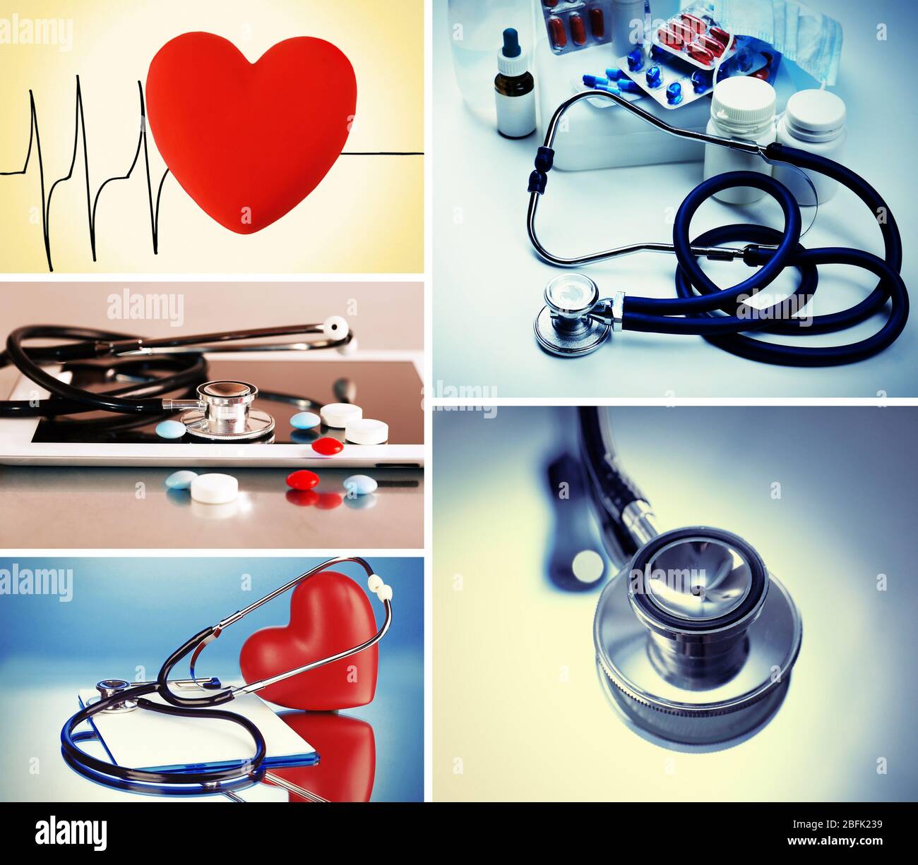 Collage di immagini mediche. Concetto cardiologico Foto Stock