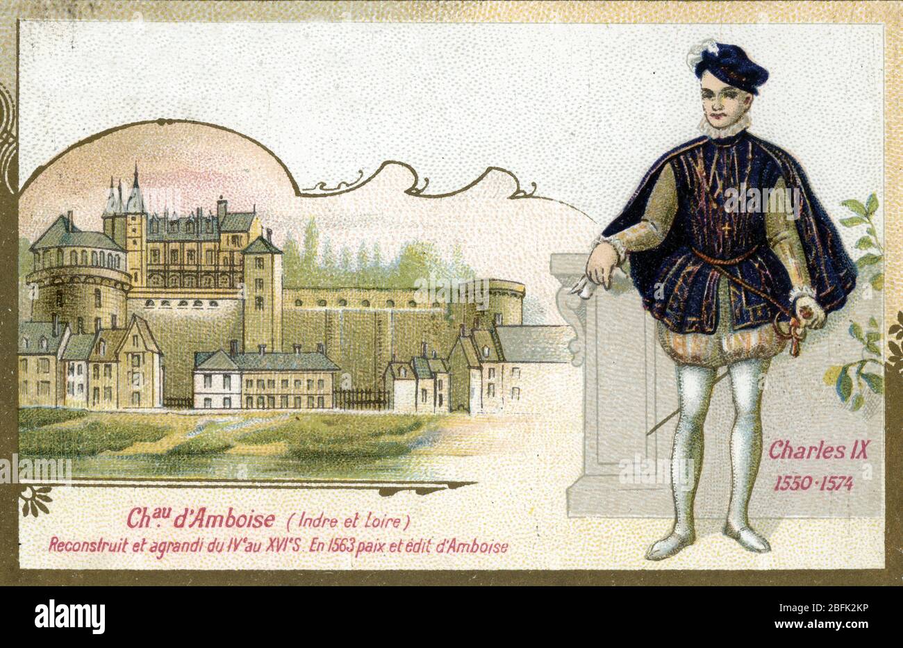 Portrait de Charles IX (1550-1574) au Chateau d'Amboise en Indre et Loire ou eut lieu en 1563 la paix et l'edit d'Amboise (Ritratto di re Carlo IX Foto Stock