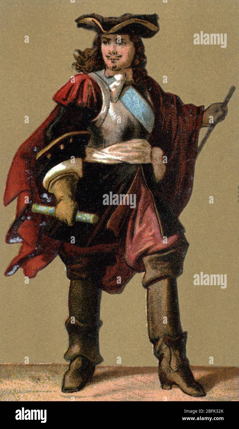 Ritratto di Henri de la Tour d'Auvergne, Vicomte de Turenne (1611-1675), Maresciallo di Francia. Chromolithographie 19eme siecle Collection privee Foto Stock