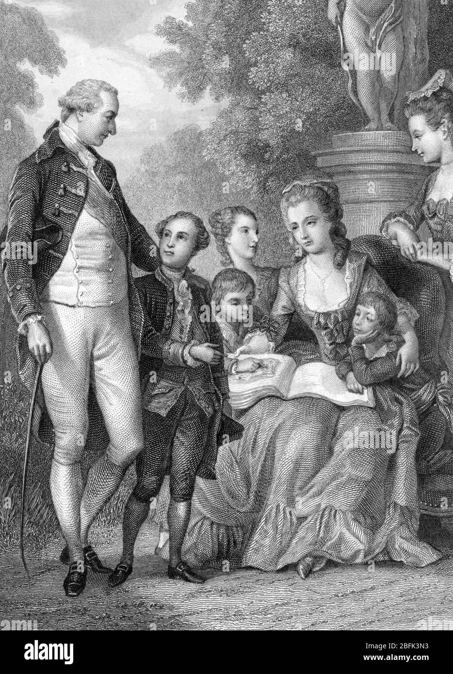 Ritratto di Luigi Filippo II, Duca di Orleans con la sua famiglia e la sua amante Stephanie Felicite, comtesse de Genlis 1786 Foto Stock