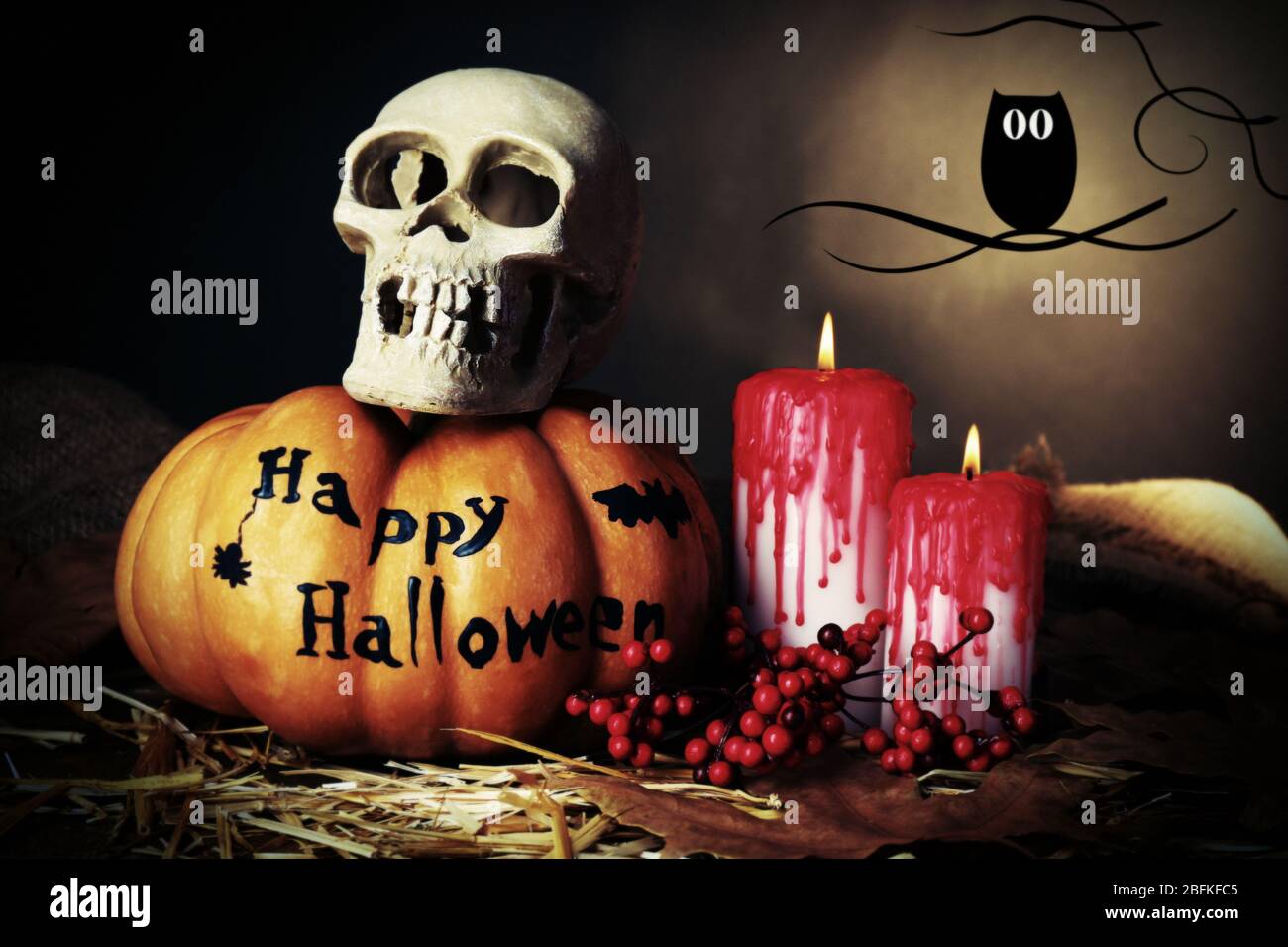 Composizione di Halloween con immagini vettoriali Foto Stock