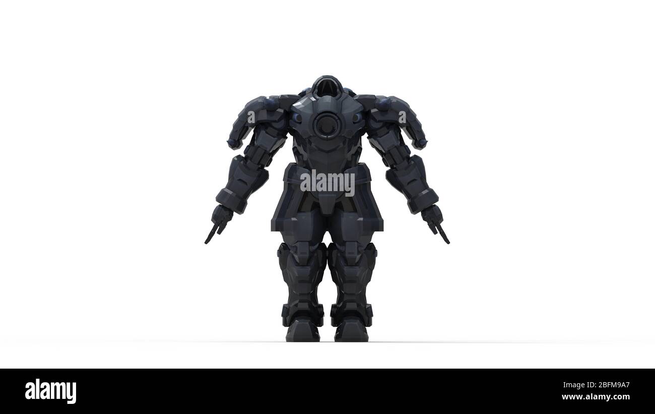 Rendering 3D di un robot guerriero della fantascienza cartoon harnass tech Foto Stock