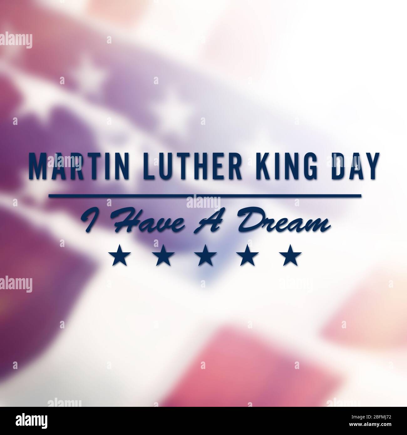 Testo del Martin Luther King Day sullo sfondo della bandiera degli Stati Uniti Foto Stock