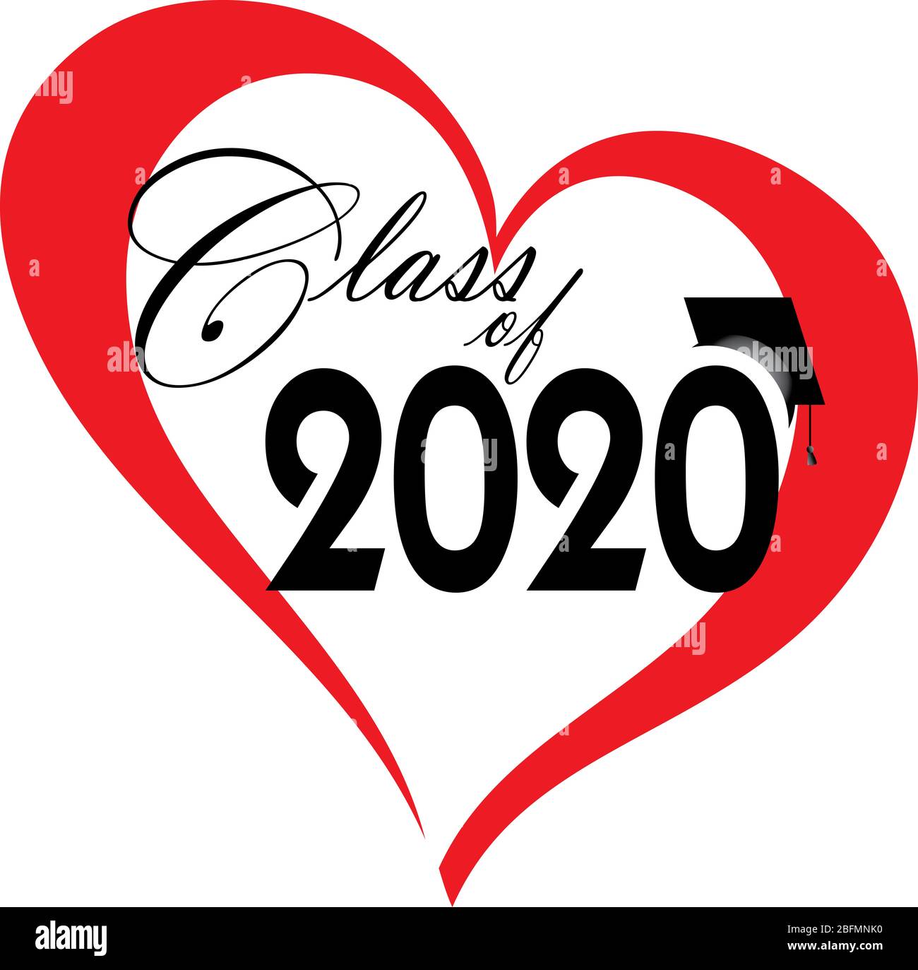 Classe di 2020 cuore rosso interno Foto Stock