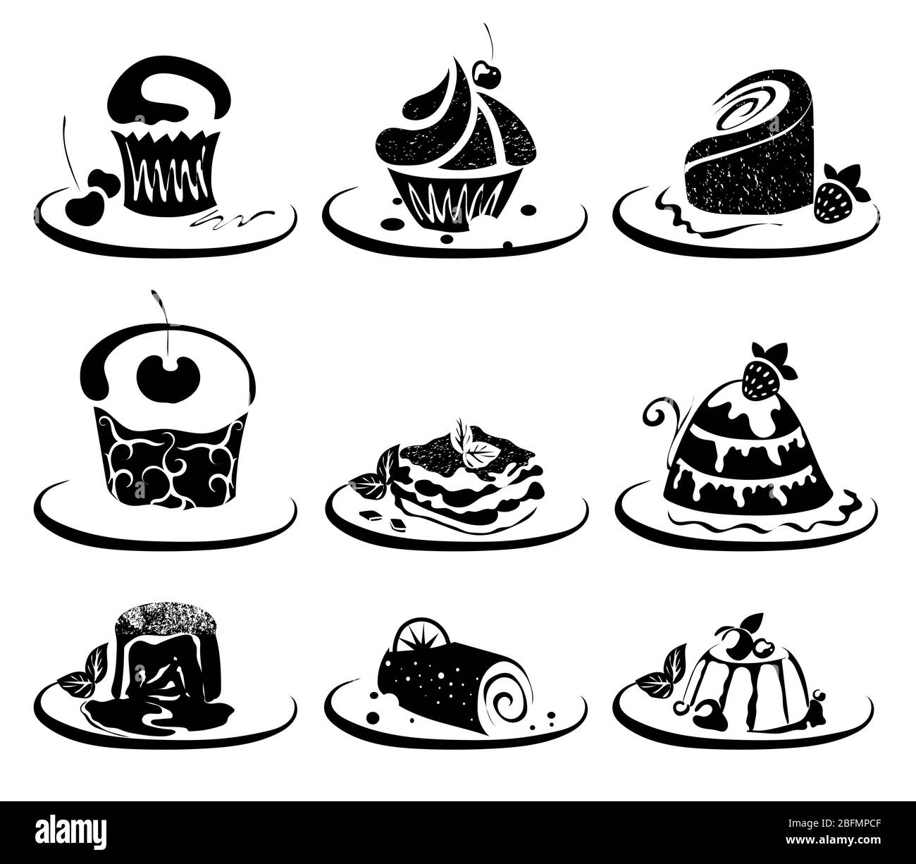 Raccolta di dolci isolati su bianco Foto Stock