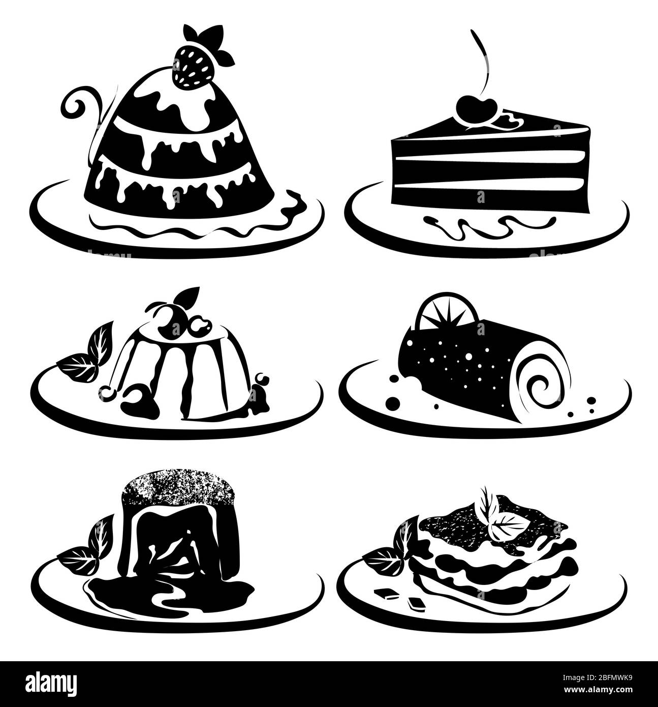 Raccolta di dolci isolati su bianco Foto Stock