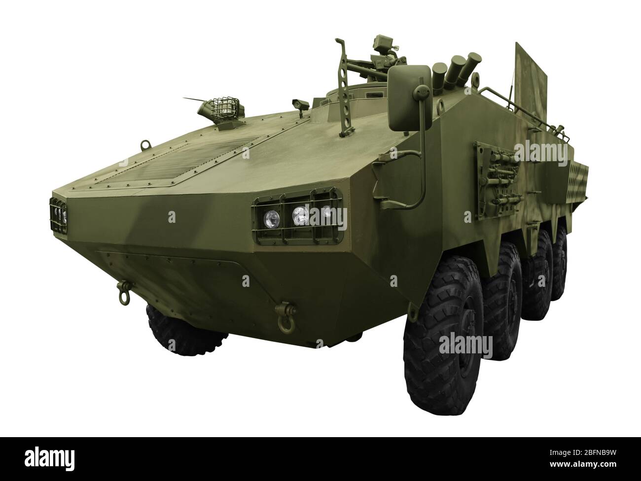 Macchina militare su sfondo bianco Foto Stock