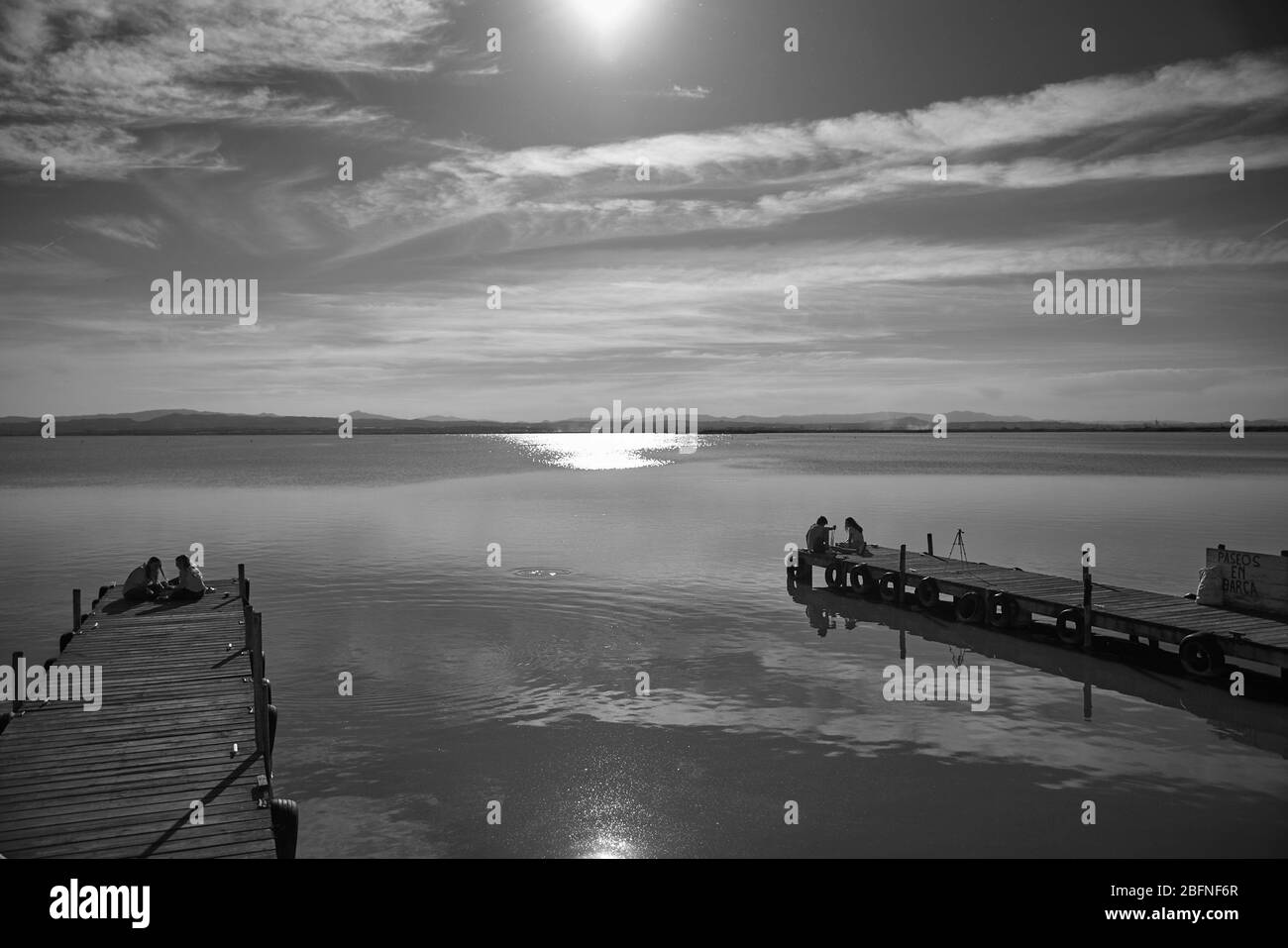 Tramonto sul lago albufera Foto Stock