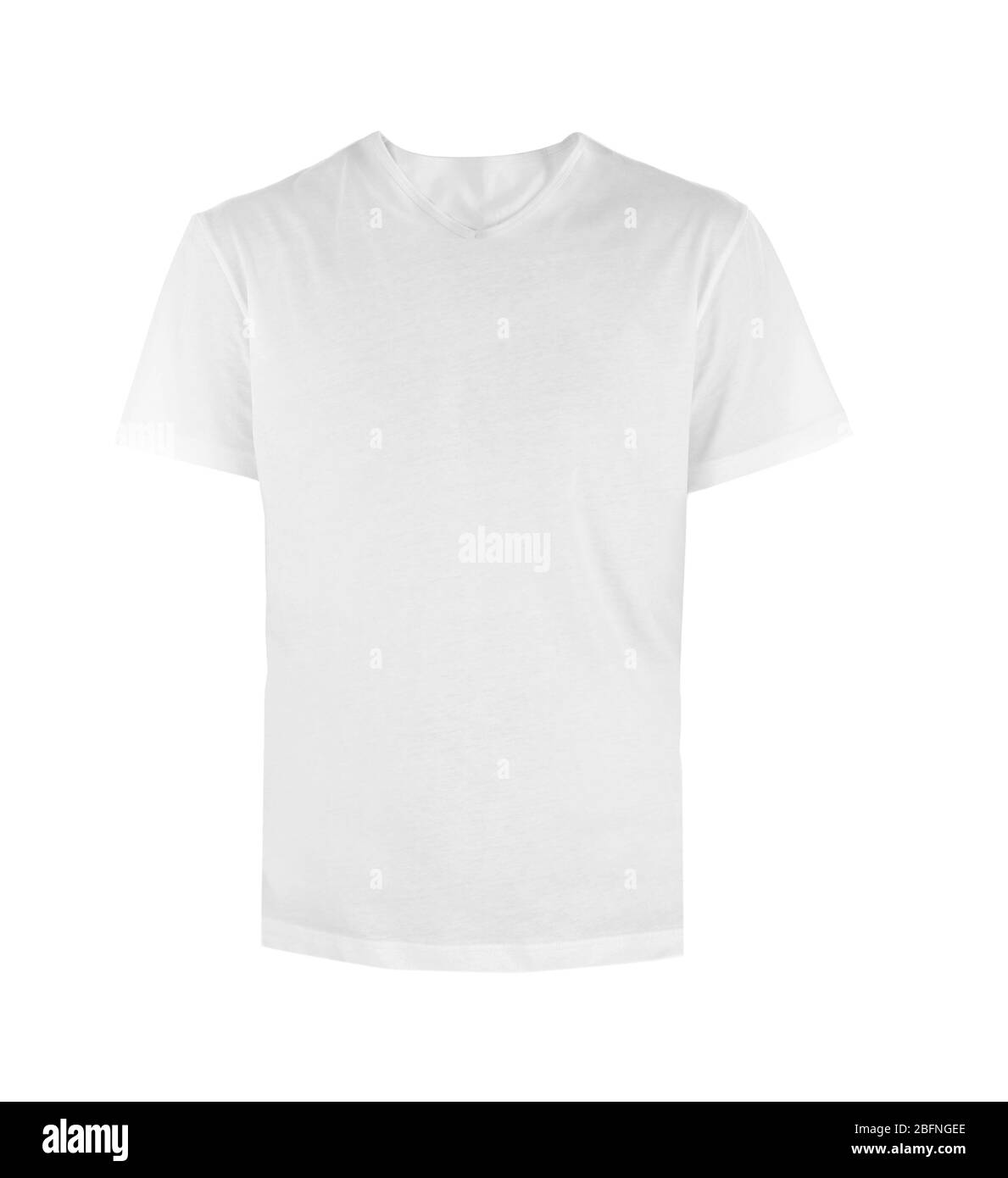 Vista frontale della t-shirt su sfondo bianco Foto Stock