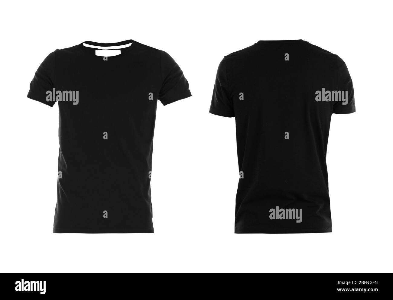 Vista frontale e posteriore della t-shirt su sfondo bianco Foto Stock