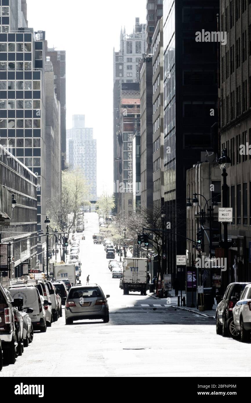 Le strade sono deserte a causa della pandemia COVID-19, aprile 2020, New York City, USA Foto Stock