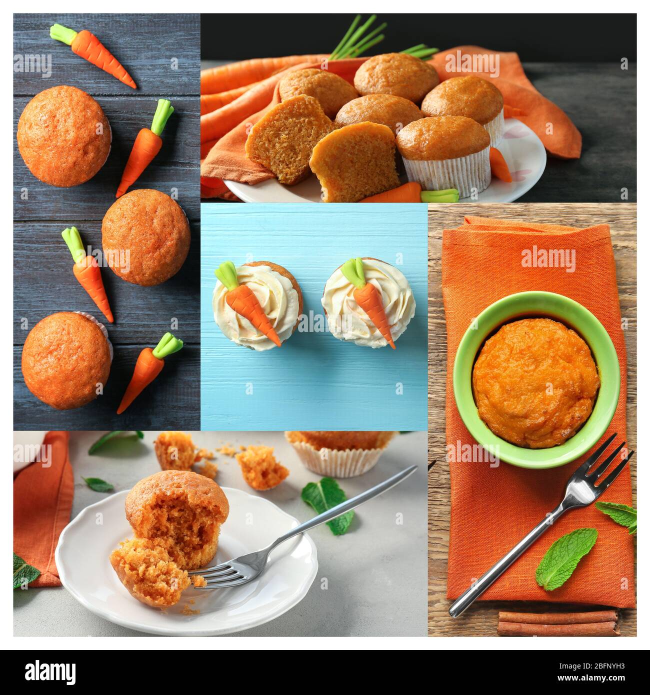 Set con gustosi diversi dolci di carote Foto Stock