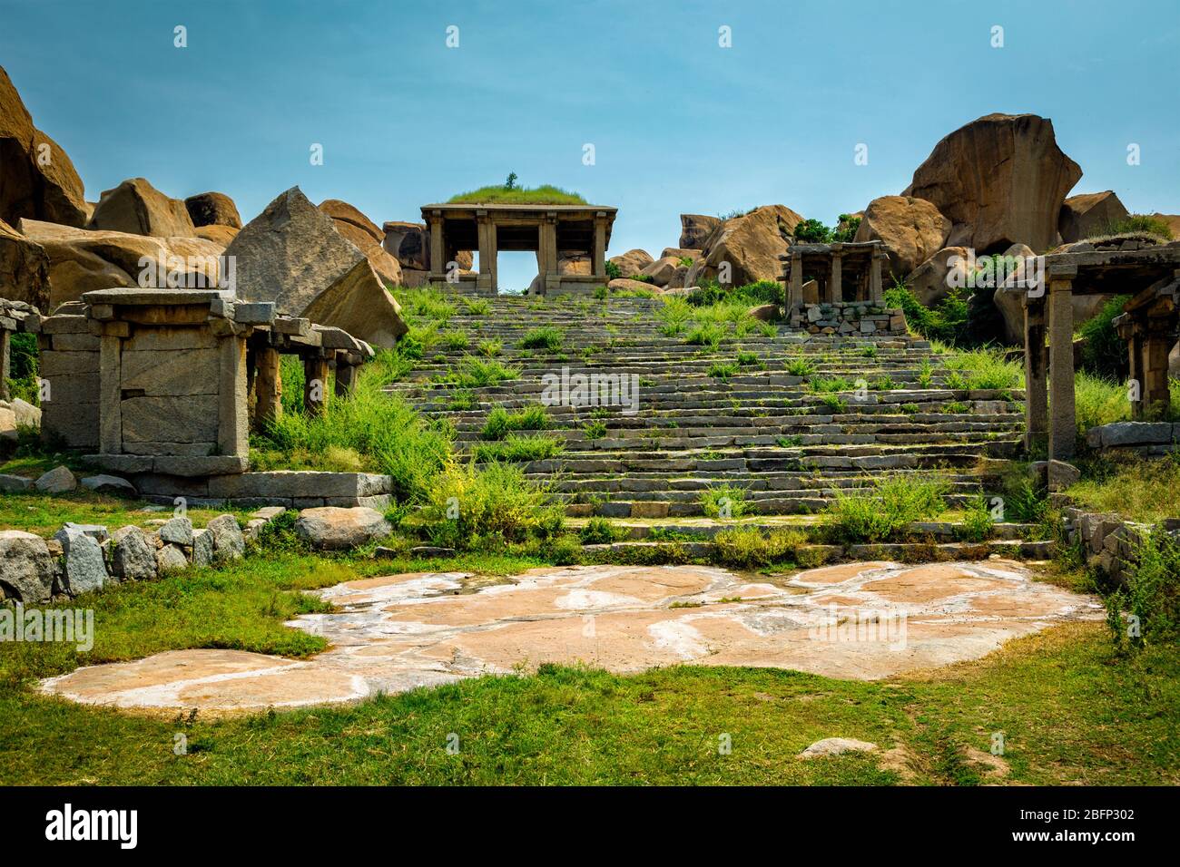 Antiche rovine a Hampi, India Foto Stock