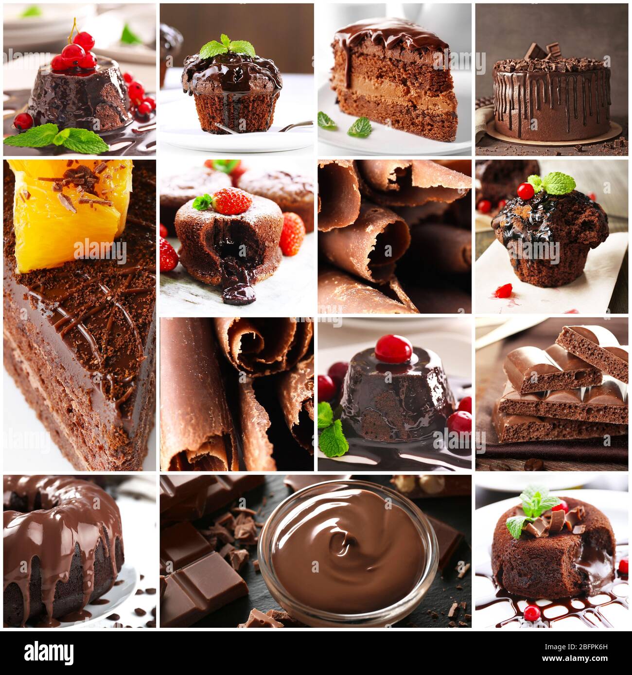 Collage di diversi dessert al cioccolato Foto Stock