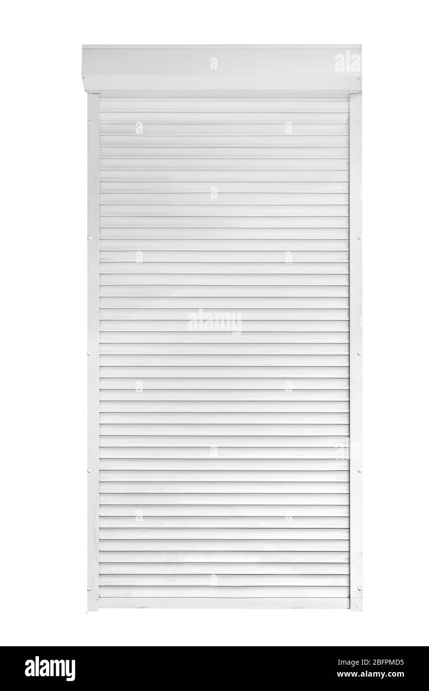 Porta con tapparelle su sfondo bianco Foto Stock