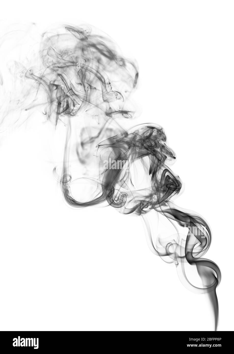 Vortice di fumo nero su sfondo bianco Foto Stock Vortice di fumo nero su sfondo bianco Foto Stock
