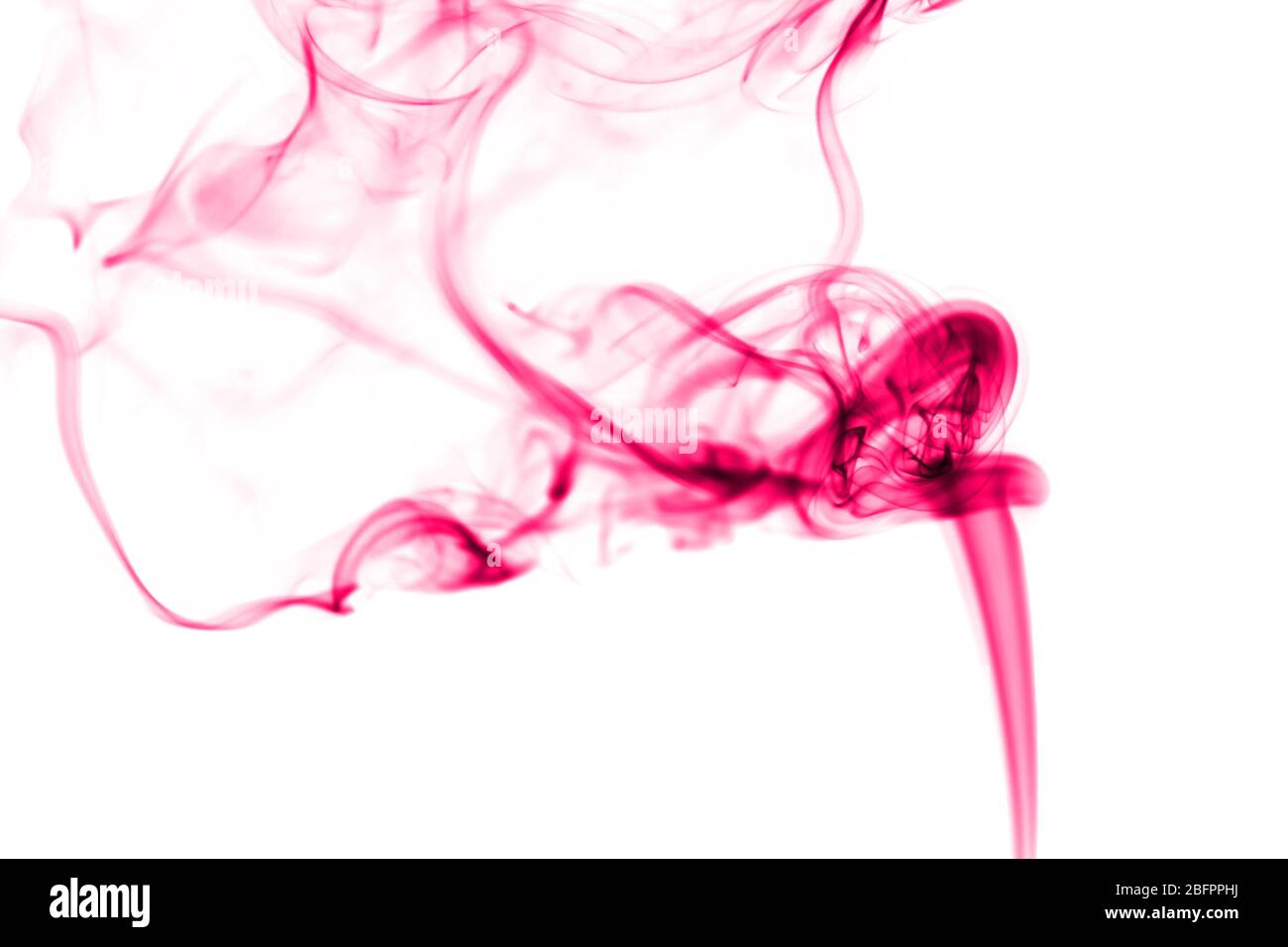 Vortice di fumo di colore su sfondo bianco Foto Stock