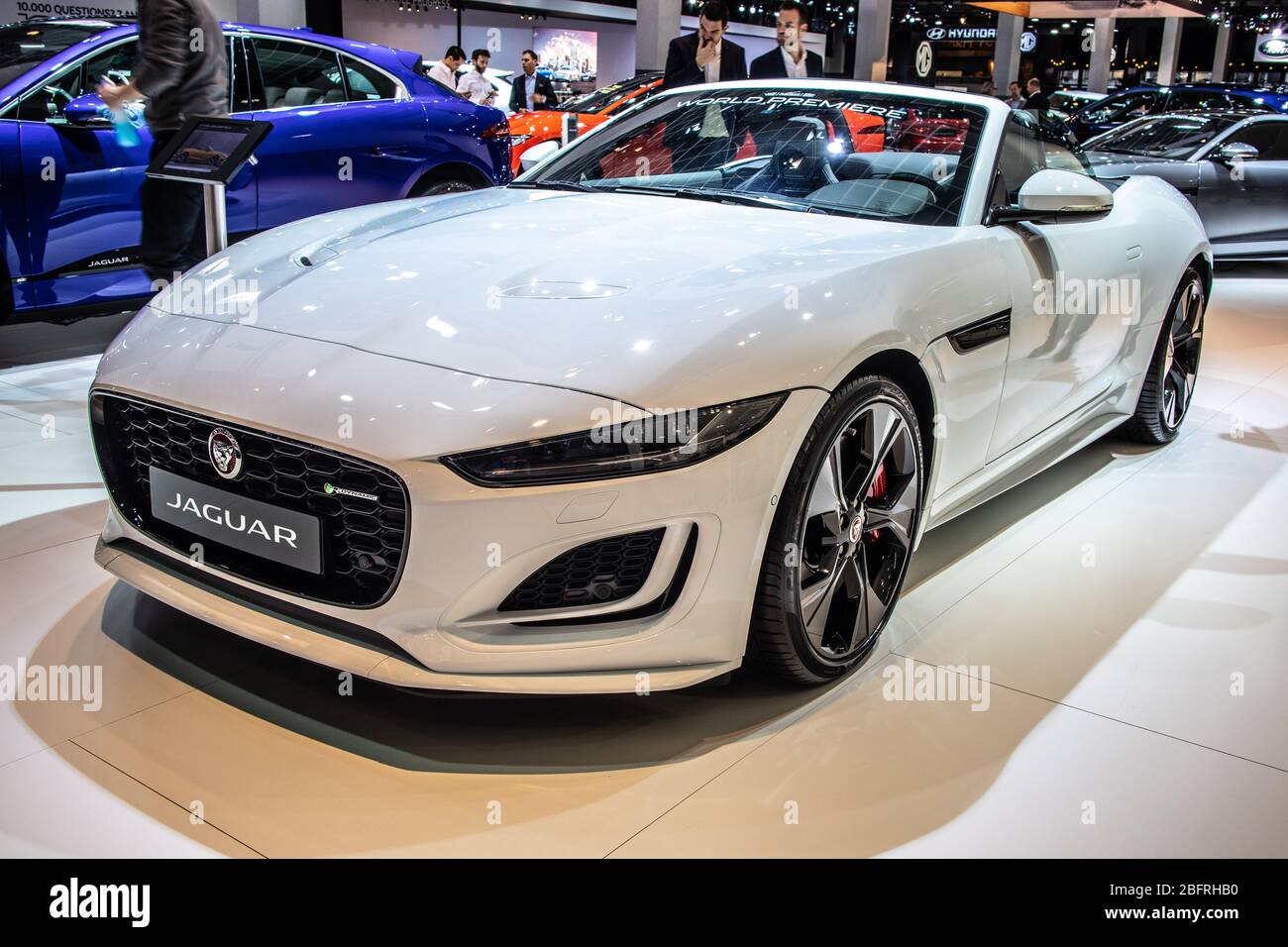 Bruxelles, Belgio, gennaio 2020 Jaguar F-Type Convertible, Brussels Motor Show, cabrio a due posti prodotto da Jaguar britannica Foto Stock
