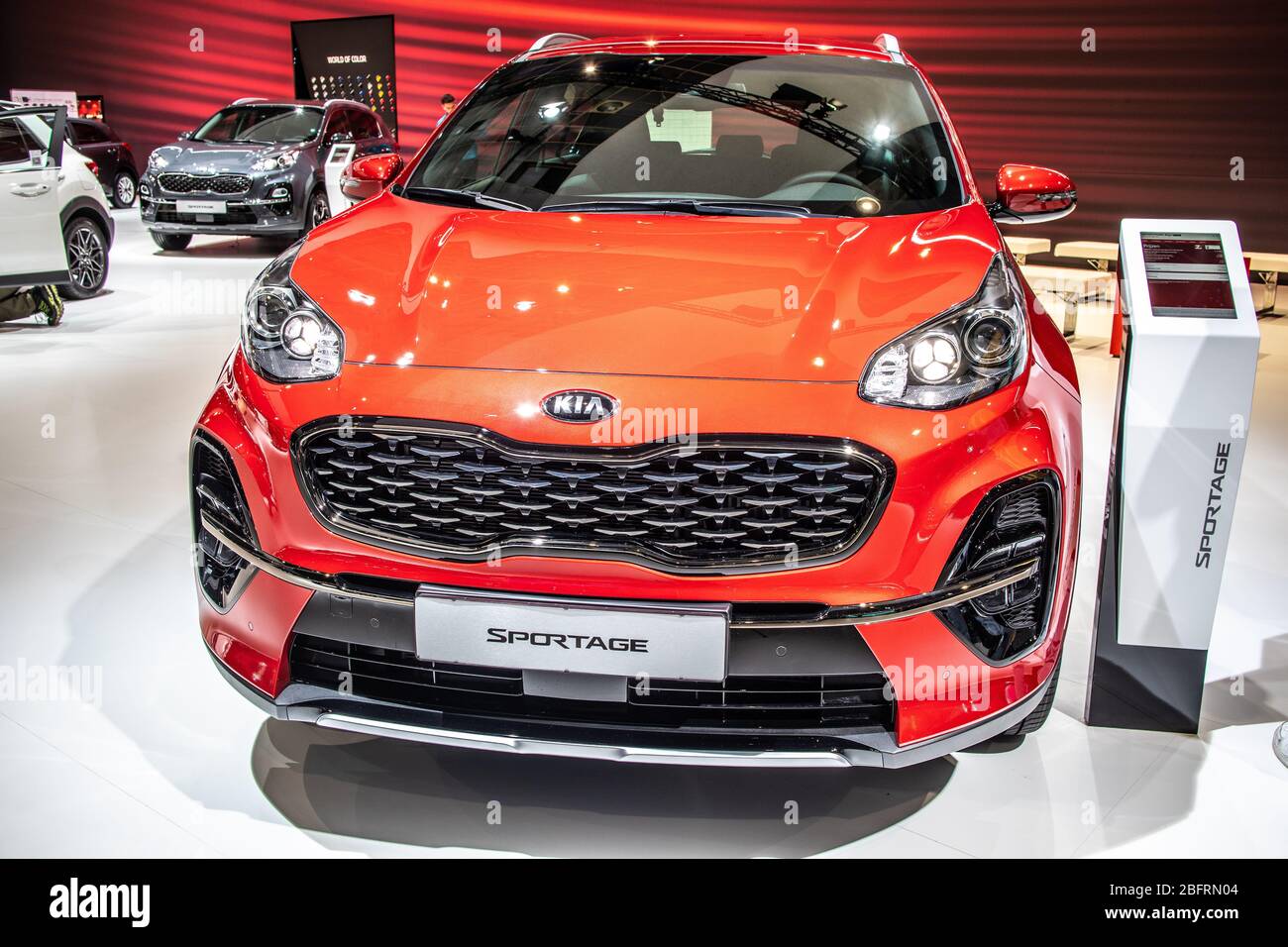 Bruxelles, Belgio, 2020 gennaio Kia Sportage al Salone di Bruxelles, quarta generazione, QL, SUV compatto costruito da Kia Motor Corporation Foto Stock