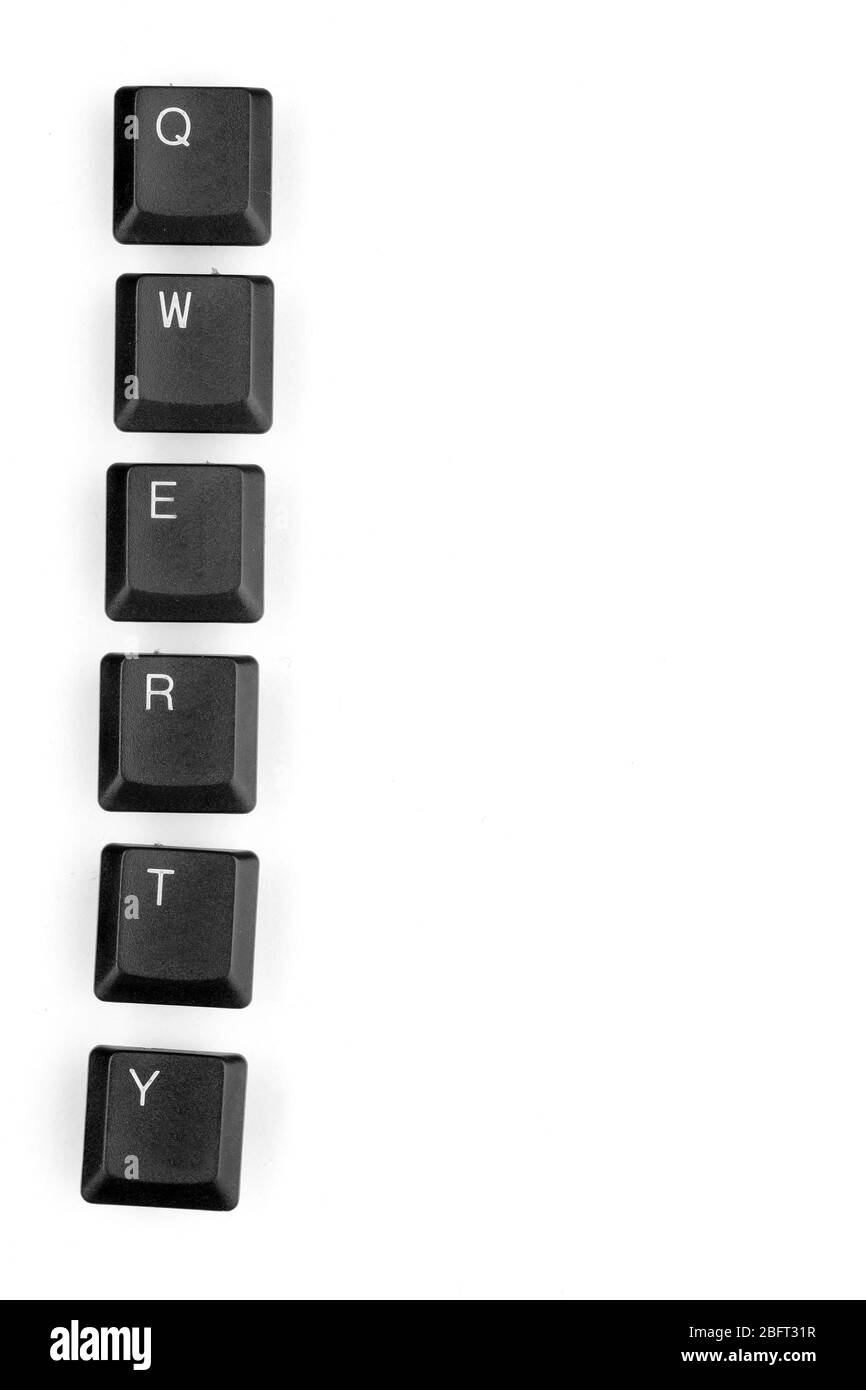 Tasti della tastiera con qwerty isolato su bianco Foto Stock