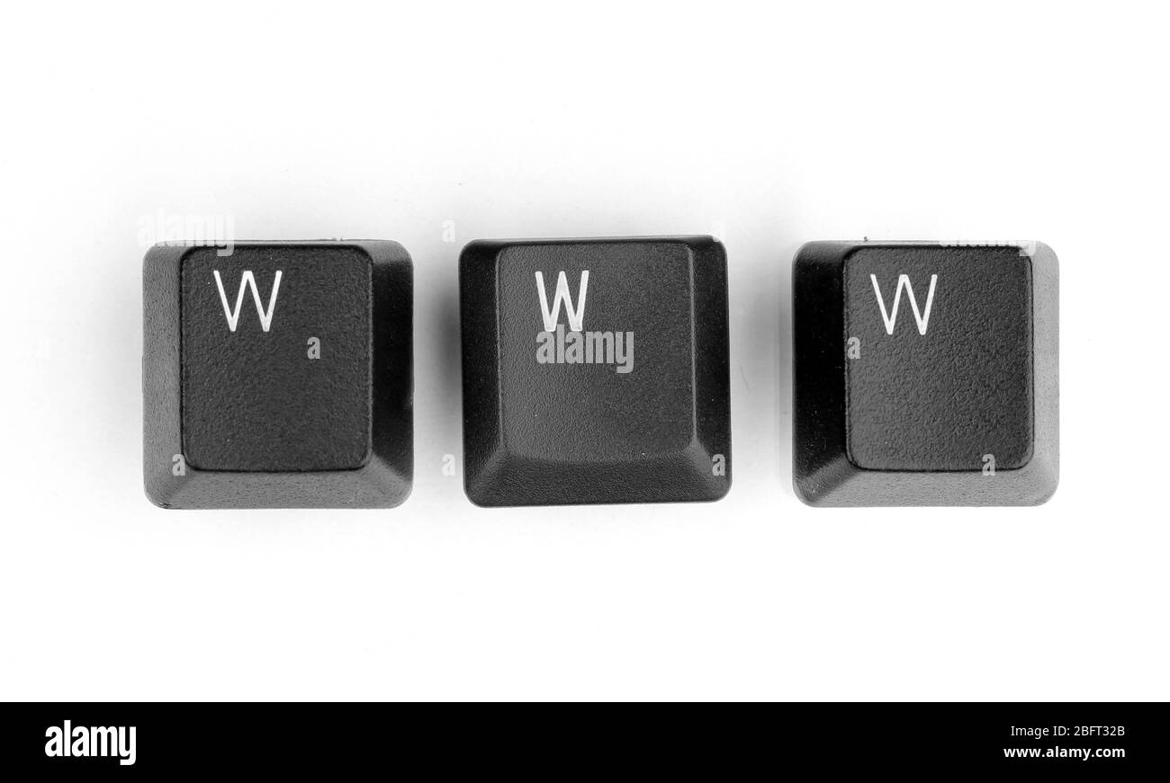 Tasti della tastiera con www isolato su bianco Foto Stock