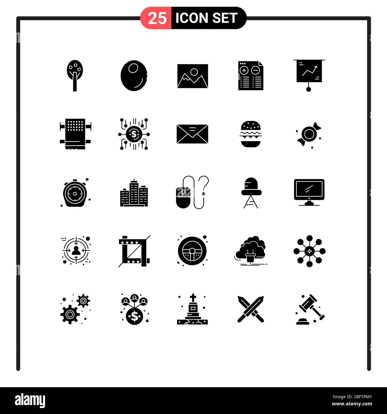 25 icone creative segni moderni e simboli di marketing, grafico, fotografo, business, oltre a elementi di progettazione vettoriale editabili Illustrazione Vettoriale