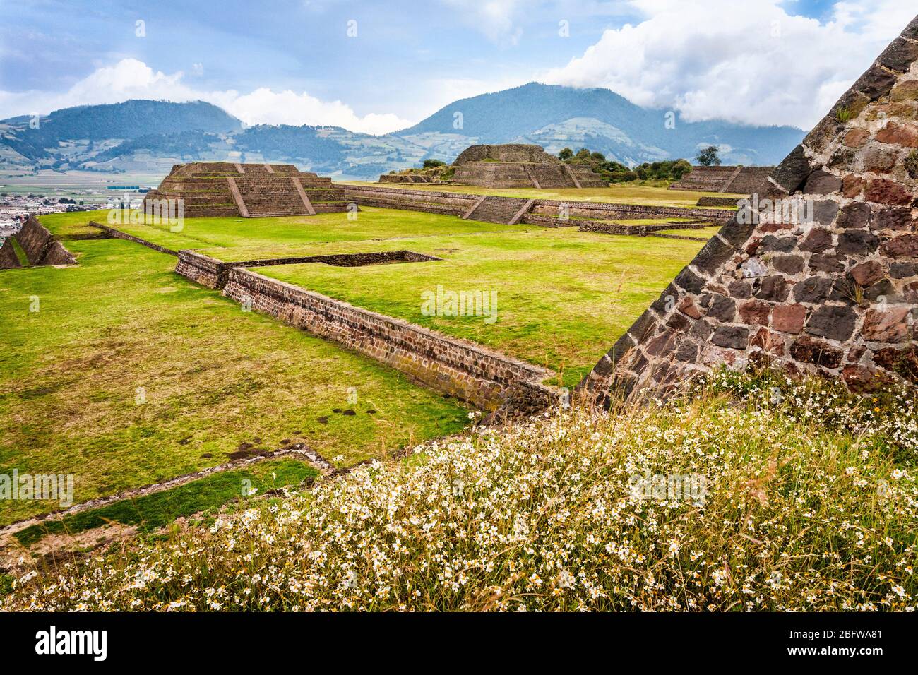 La piazza principale delle rovine di Teotenango vicino a Toluca, Messico. Foto Stock