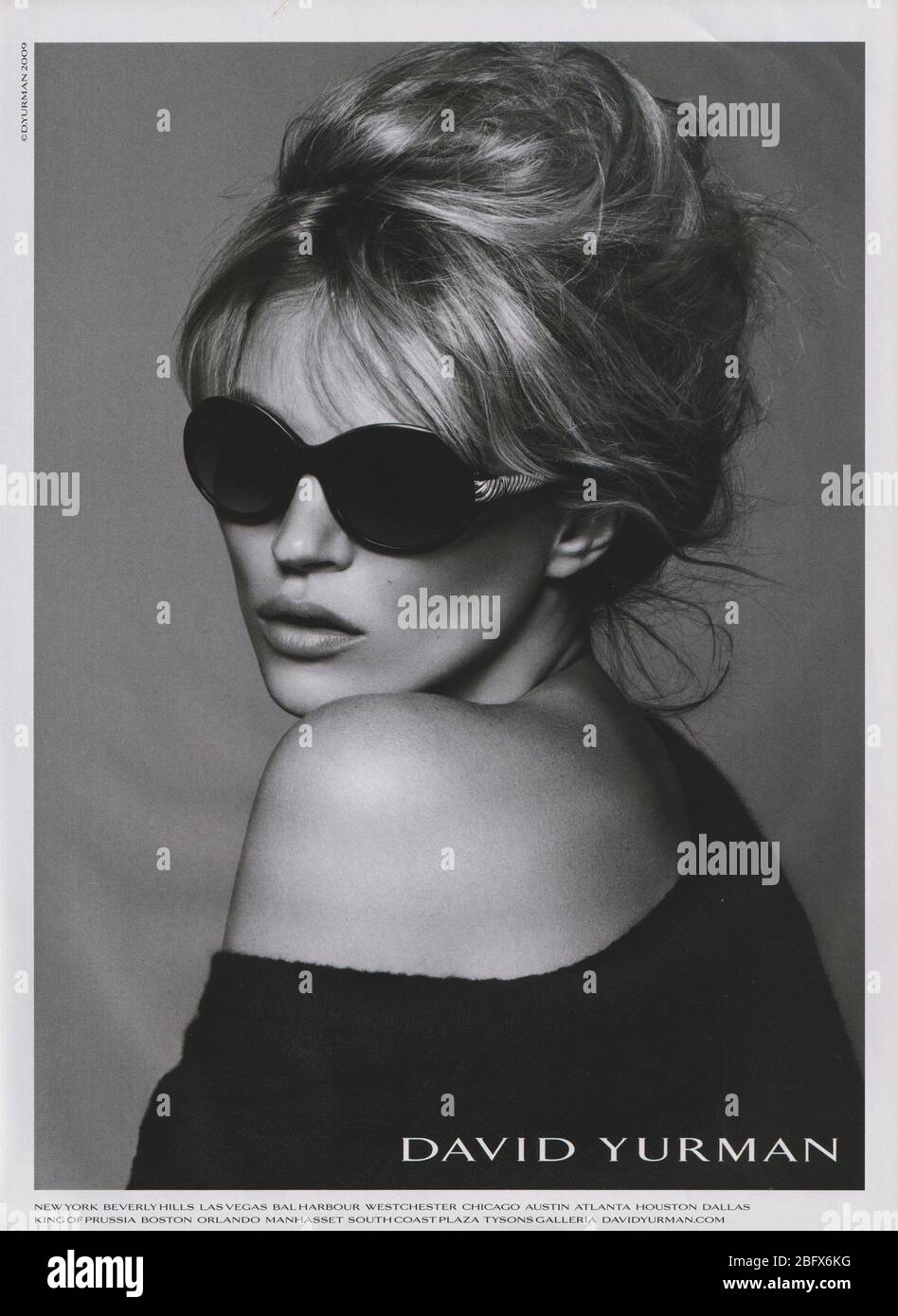 Poster pubblicità David Yurman casa di moda con Kate Moss in rivista cartacea da 2009 anni, pubblicità, pubblicità creativa David Yurman da 2000 Foto Stock