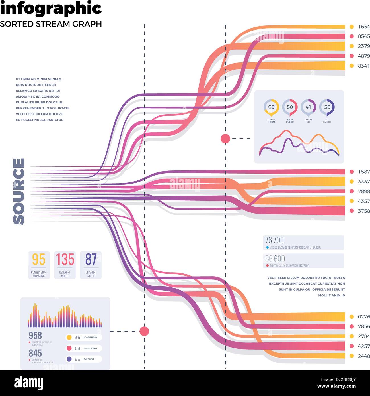 Visualizzazione aziendale vettoriale per reti informatiche di big data. Sistema di visualizzazione con codice grande, illustrazione della tecnologia digitale del software Illustrazione Vettoriale