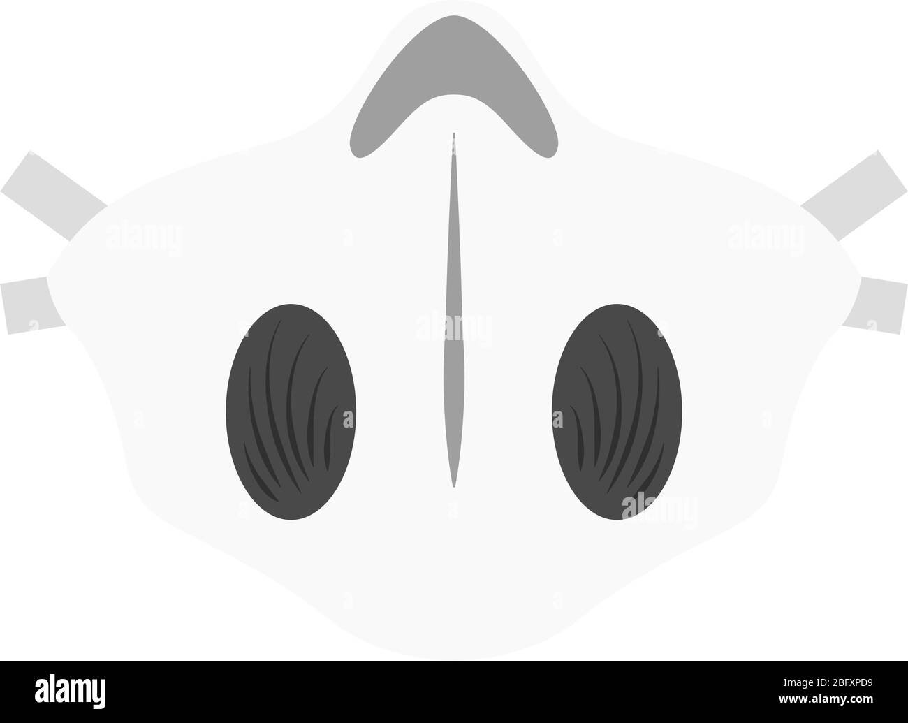 Un grafico di un respiratore utilizzato in cantieri edili o in ospedali. La maschera protegge tutti i virus, i batteri e gli inquinanti. Illustrazione Vettoriale