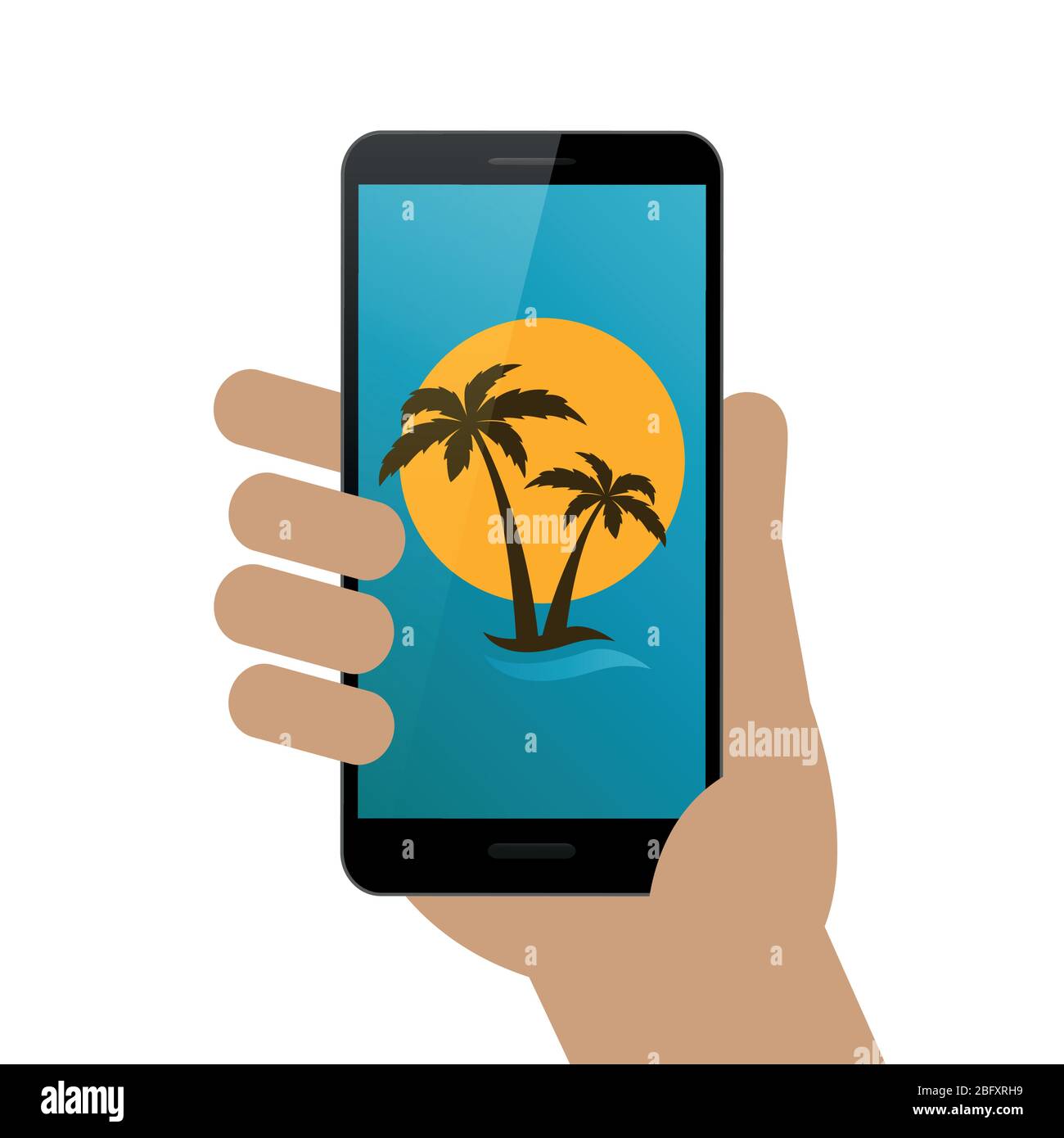 Smartphone portatile con icona di sogno di vacanza EPS10 Illustrazione Vettoriale