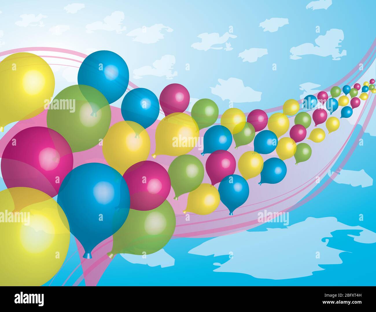set di palloncini colorati decorazione ad aria vettoriale 3d Illustrazione Vettoriale