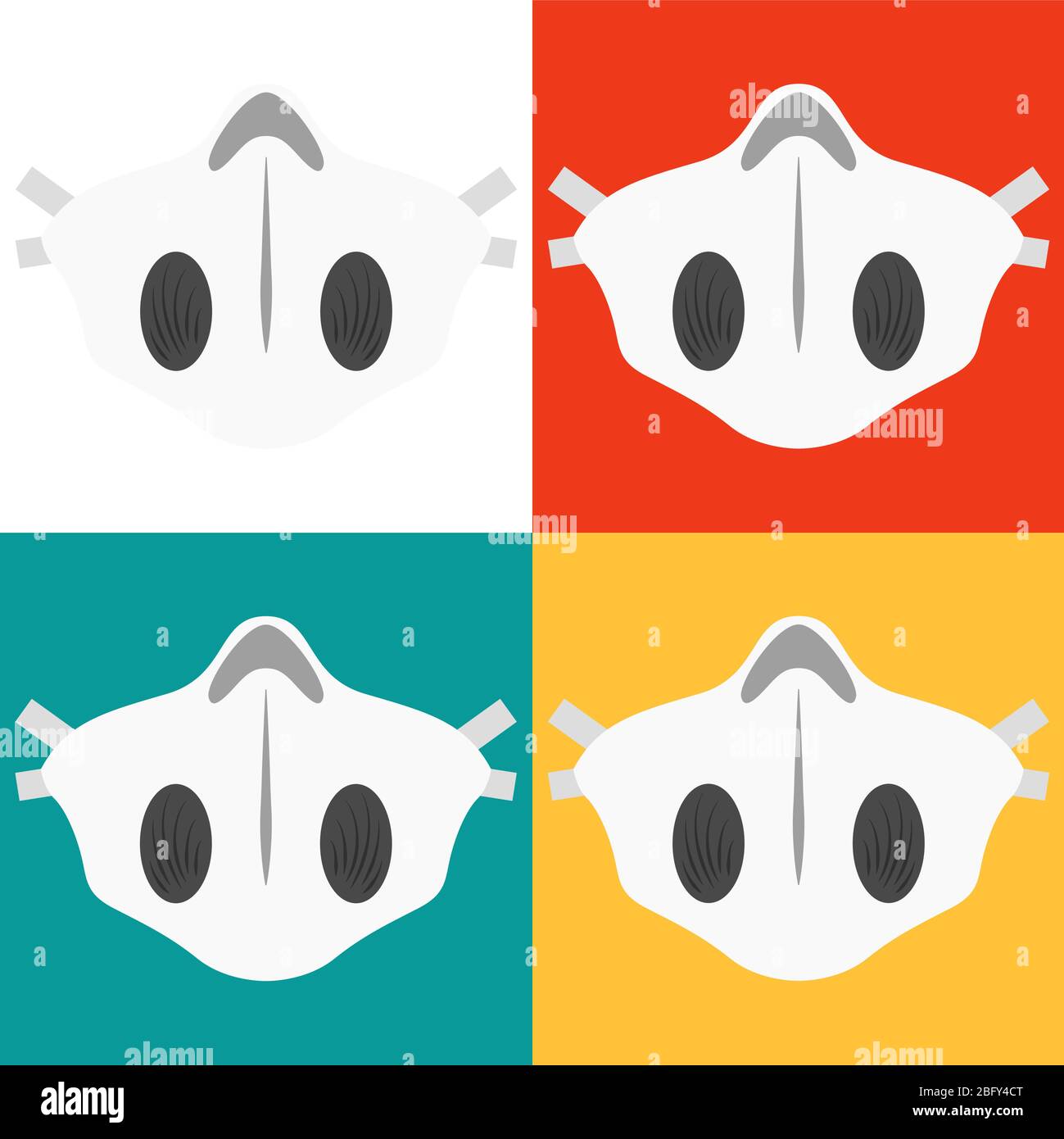 Un grafico di un respiratore utilizzato in cantieri edili o in ospedali. La maschera protegge tutti i virus, i batteri e gli inquinanti. Illustrazione Vettoriale