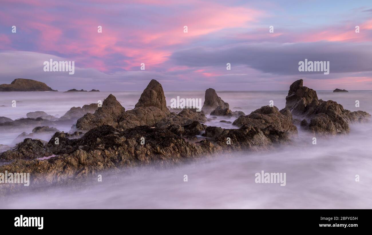 La notte a Kilfarrasy Beach Waterford Foto Stock