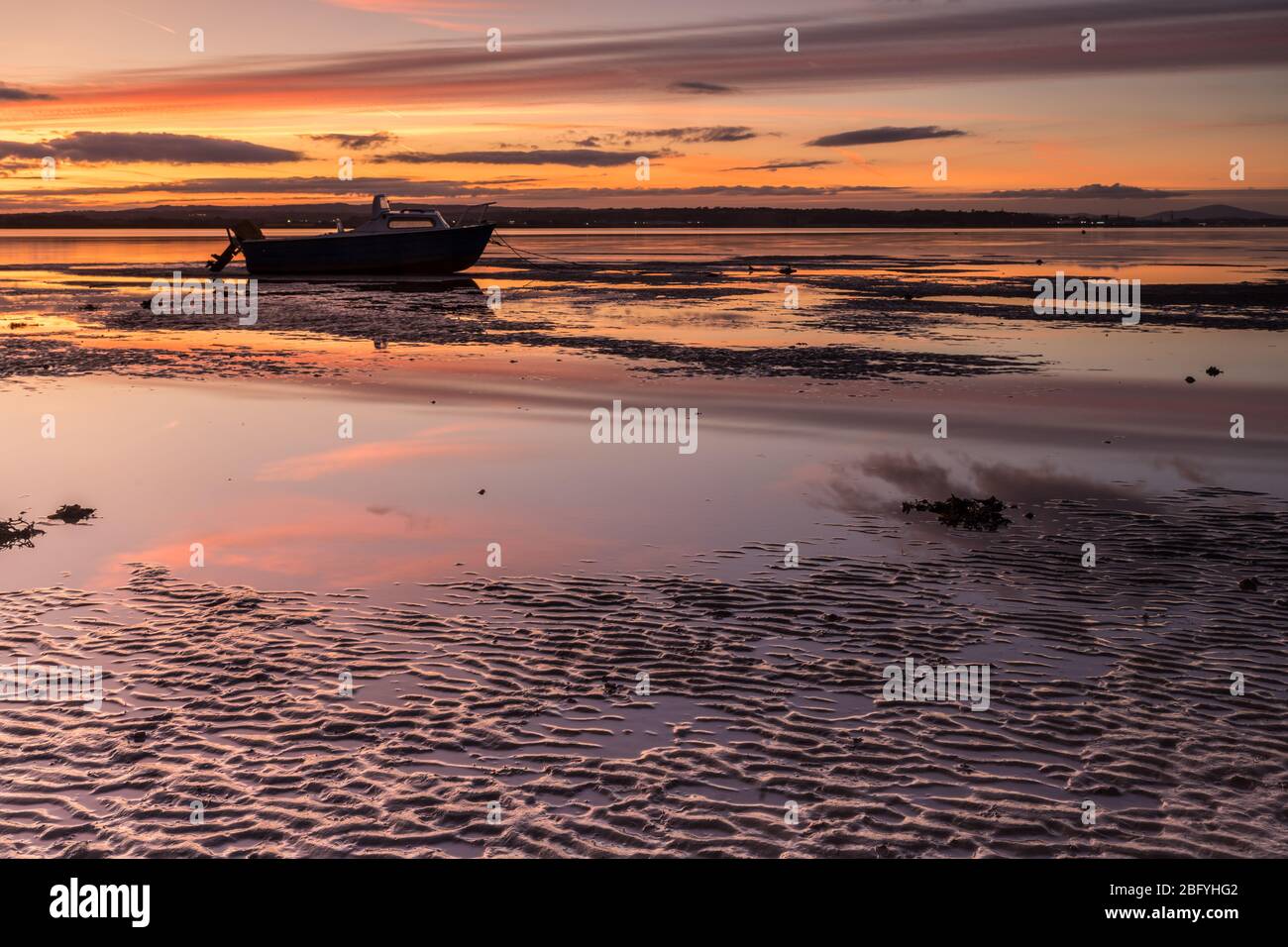 Tramonto al Burrow Rosslare Strand Wexford Irlanda Foto Stock