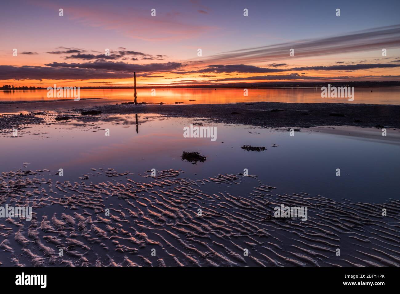 Tramonto al Burrow Rosslare Strand Wexford Foto Stock
