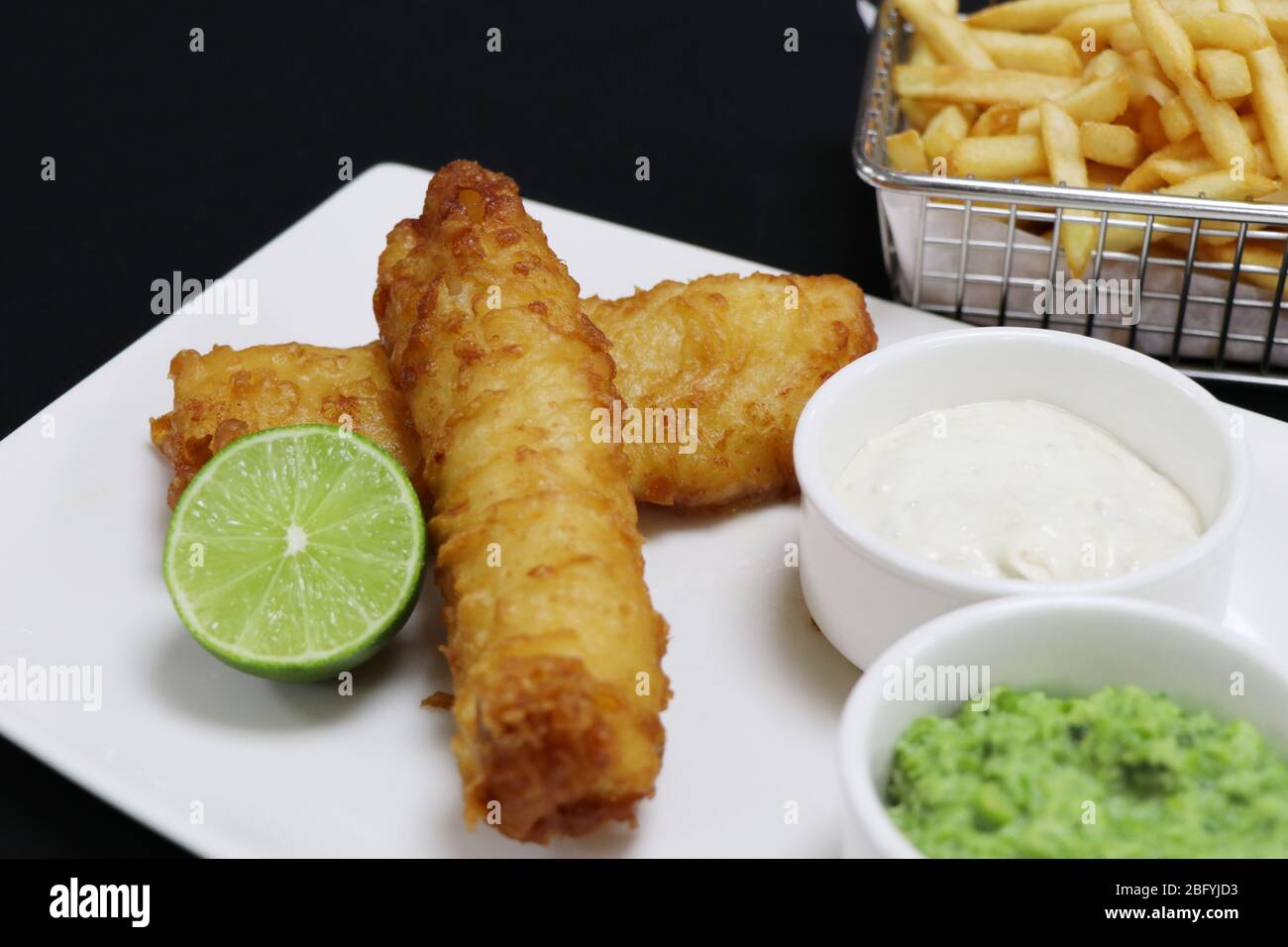 pesce e patatine fritte Foto Stock