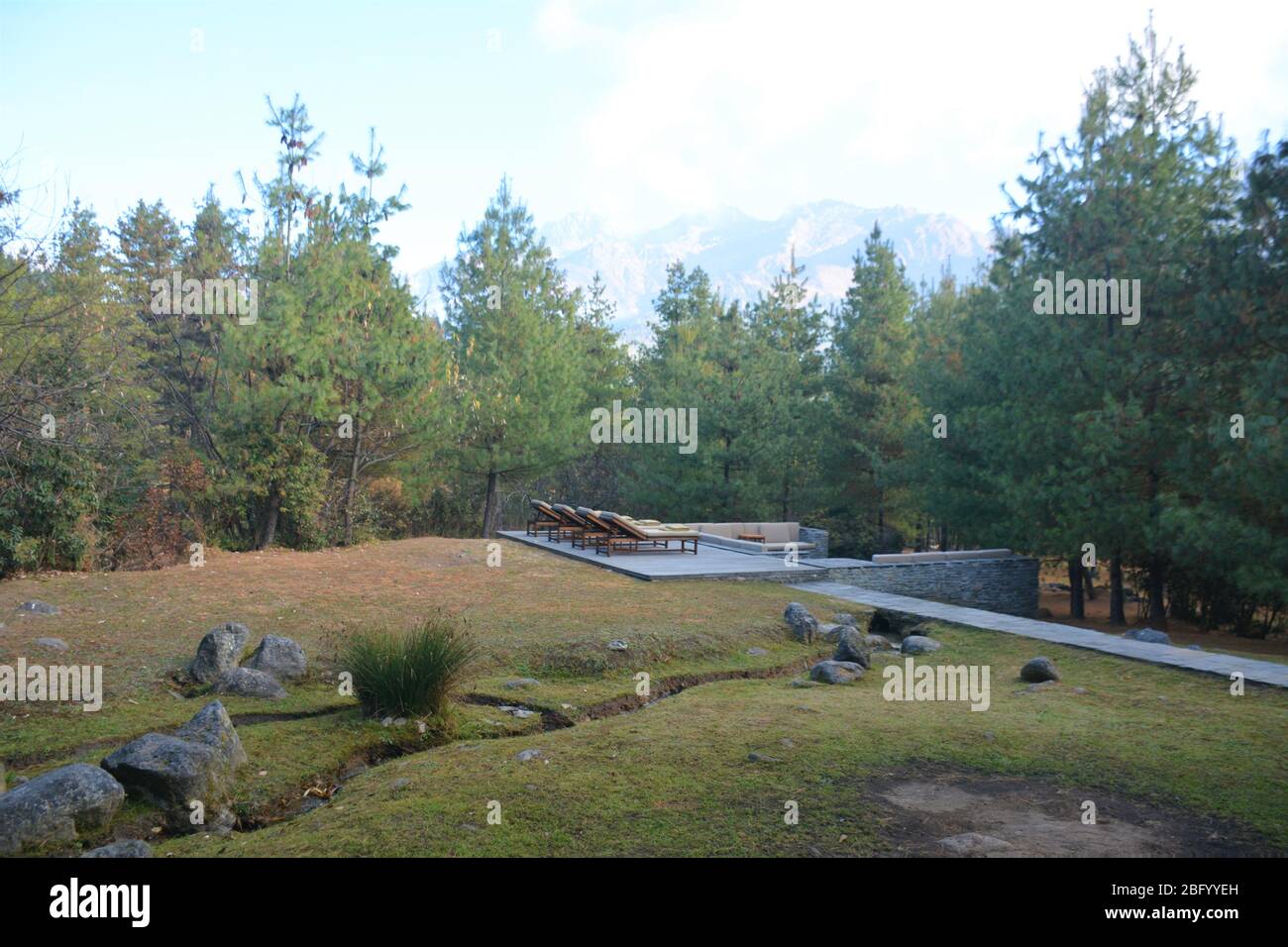 Il lussuoso Aman Paro Lodge è stato progettato da Kerry Hill. Foto Stock