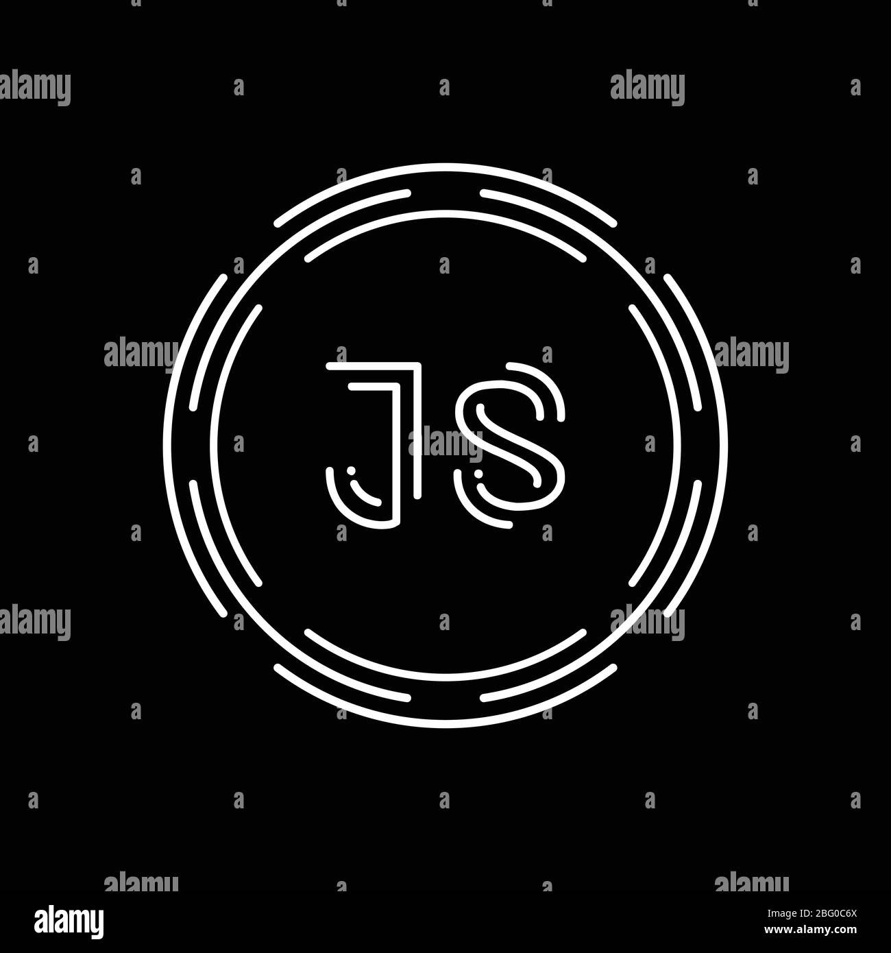 Modello vettoriale per il design del logo JS Creative Letter. Design del logo JS Digital Linked Letter Illustrazione Vettoriale